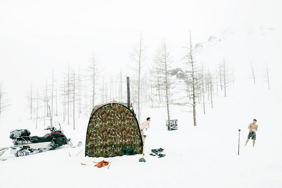 Freeride on Plateau Putorana in May, near Norilsk, Taymir, Russia